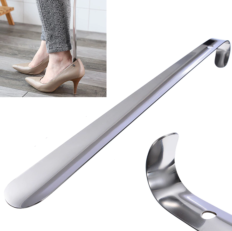 22in Extra Long Handle Shoe Horn Stainless Steel Metal Shoes Remover