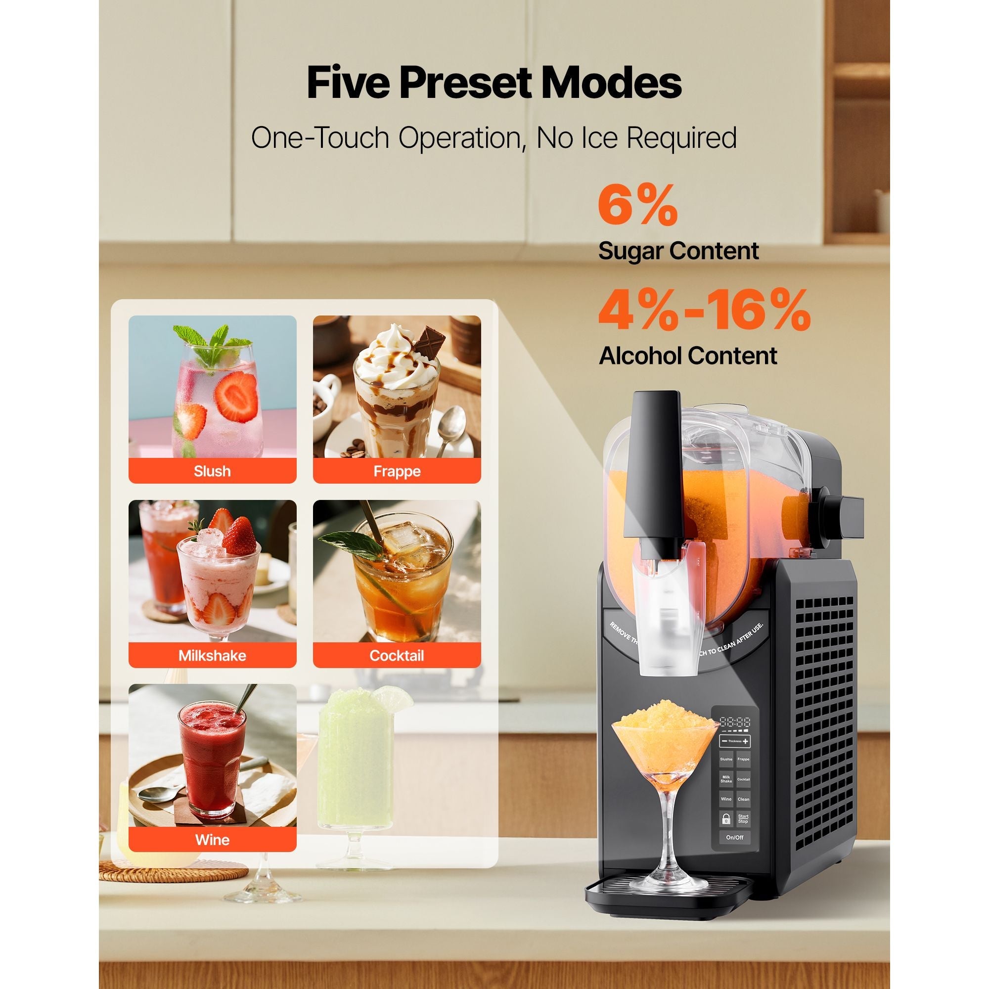 Slushie Machine, 2.6L/88oz No Ice Needed Slushy Machine for Home,