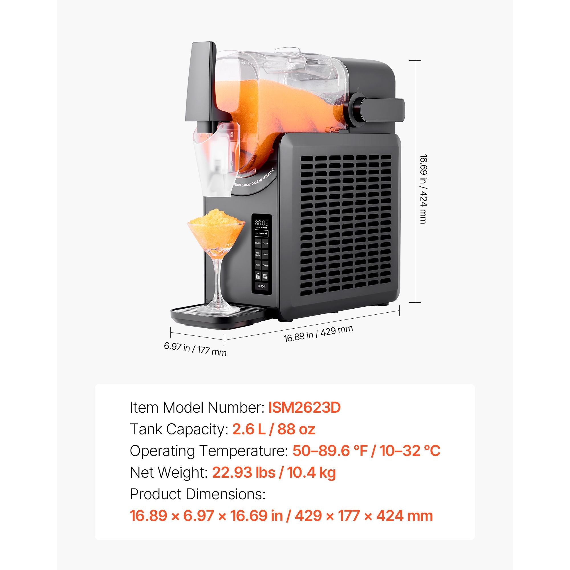 Slushie Machine, 2.6L/88oz No Ice Needed Slushy Machine for Home,